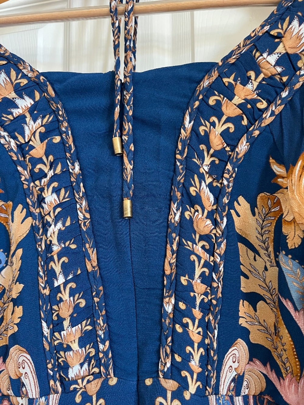 Farm Rio Navy Blue Sea Garden Braid Details Maxi Dress - NWT in Original Box - Picture 9 of 12